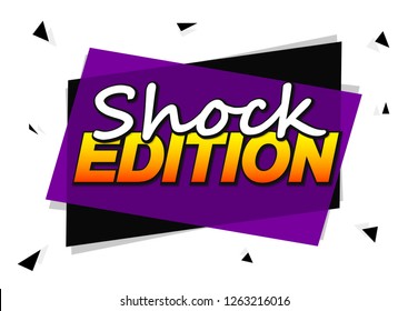 Shock Edition, banner design template, promo tag, vector illustration