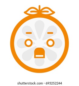 Shock emoji. Smiley orange fruit emoji. Vector flat design emoticon icon isolated on white background.