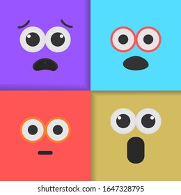 shock expression. colorful emotion cartoon character