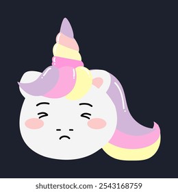 shock expression face. kawaii exspression face unicorn. emoticon sticker