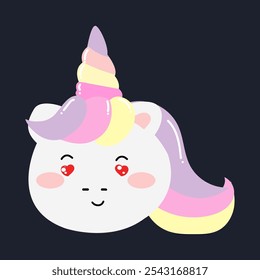 shock expression face. kawaii exspression face unicorn. emoticon sticker