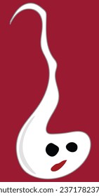 shock expression of a ghost white basic ghost cute illustration spirit fly from up to down