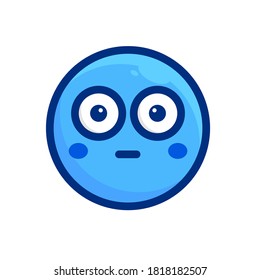 shock face, blue outline emoji icon