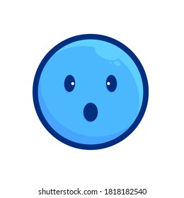 shock face, blue outline emoji icon
