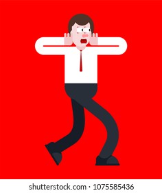 Shock guy. Panic man. mental jolt and fear
