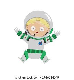 SHOCK with JUMP EXPRESSION astronaut KID WHITE BOY VECTOR digital design graphic 2d HD illustration