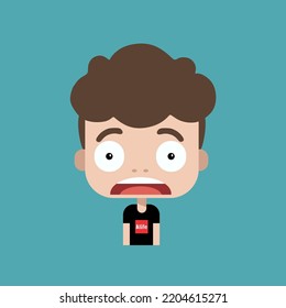 shock kid or boy face expression vector design character, cartoon, element design