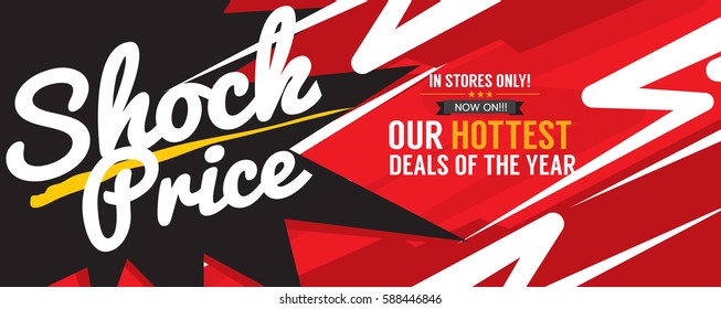 Shock Price Hottest Deal Promotion Sale Banner Vector Illustration