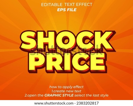 shock price  text effect, font editable, typography, 3d text. vector template