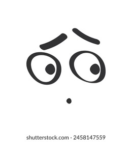 Shock reaction, crazy look of eyes of character in monochrome doodle style vector illustration