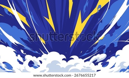 Shock smoke and light blue background illustration_16:9