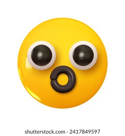 Shock or surprise Emoji. Emotion 3d cartoon icon. Yellow round emoticon. Vector illustration