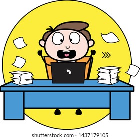 Shocked After Loss His Data - Office Businessman Employee Cartoon Vector Illustration