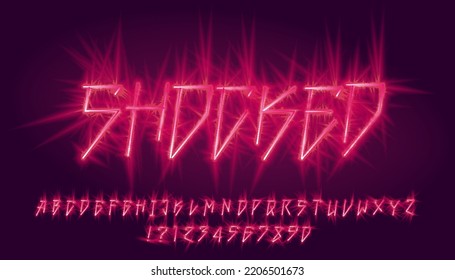 Shocked Alphabet Font. Electric Letters And Numbers. Stock Vector Typescript For Your Design.