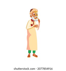 shocked arab man looking at forest fire cartoon vector. shocked arab man looking at forest fire character. isolated flat cartoon illustration
