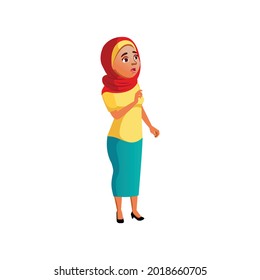 shocked arab young woman look at highest tree in forest cartoon vector. shocked arab young woman look at highest tree in forest character. isolated flat cartoon illustration