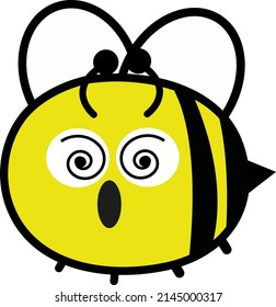 Shocked bee, illustration, vector on a white background.