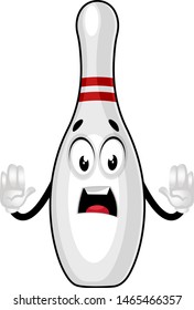 Shocked bowling pin, illustration, vector on white background.