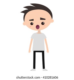 Shocked boy flat vector illustration / Editable vector cartoon