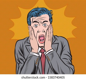 Shocked business people.Pop art retro vector illustration vintage kitsch drawing