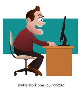 Shocked businessman looking at computer