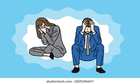  Shocked Businessperson Illustration Set. Businesspeople reacting to failure, stress, or conflict. Perfect for presentations, websites, and materials on business struggles or emotional moments.