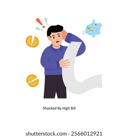 Shocked By High Bill   concept vector illustration. Inflation isolated On white Background.          
