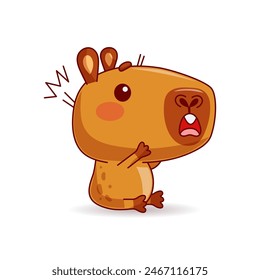 Shocked Capybara on white background. Vector illustration.