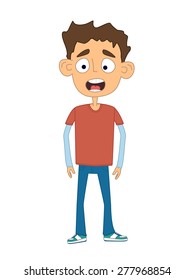 Shocked cartoon boy