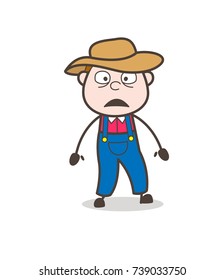 Shocked Cartoon Farmer Face Vector