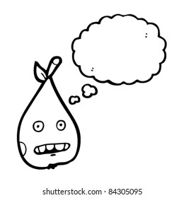 shocked cartoon fruit with thought bubble