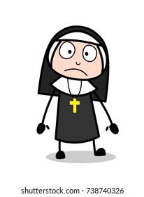 Shocked Cartoon Nun Face Expression Vector