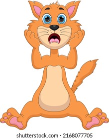 shocked cat cartoon on white background