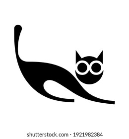 Shocked cat icon with White Background
