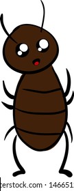 Shocked cockroach, illustration, vector on white background.