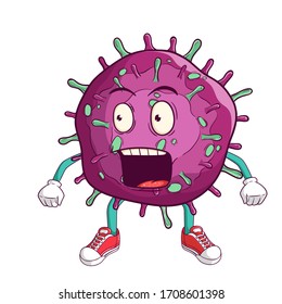 shocked corona virus covid-19 cartoon character with funny expression