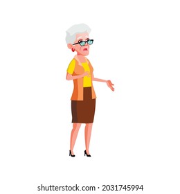 shocked elderly lady look at monument cartoon vector. shocked elderly lady look at monument character. isolated flat cartoon illustration