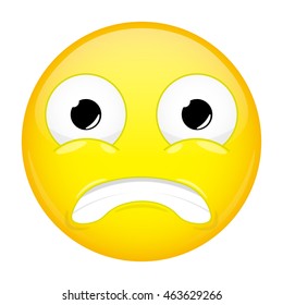 Shocked emoji. Fear emotion. Puzzled emoticon. Vector illustration smile icon.