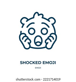 Shocked emoji icon. Linear vector illustration from emoji collection. Outline shocked emoji icon vector. Thin line symbol for use on web and mobile apps, logo, print media.