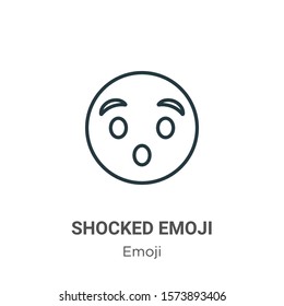 Shocked emoji outline vector icon. Thin line black shocked emoji icon, flat vector simple element illustration from editable emoji concept isolated on white background