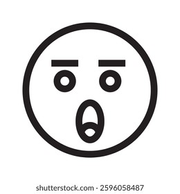 Shocked emoticon icon with a wide-eyed expression, symbolizing surprise, disbelief, and amazement. Ideal for reactions, emotions, and expressive themes.