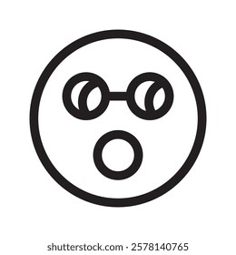 Shocked emoticon wearing sunglasses, with wide-open eyes and a surprised expression. A fun and stylish digital symbol representing unexpected reactions or astonishment in a cool way.