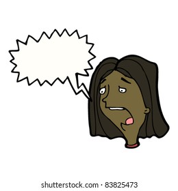shocked expression cartoon woman's head