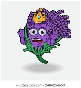 Shocked expression with Lavender Crown Mascot Character Cartoon. Vector Illustrations