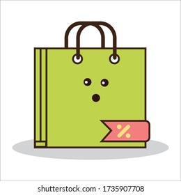 Expresión impactada sobre el diseño de vectores de bolsa de compra en línea con descuento