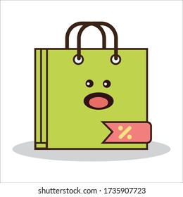 Expresión impactada sobre el diseño de vectores de bolsa de compra en línea con descuento