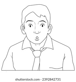 Shocked expression in outline and vector format.