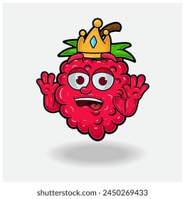 Shocked expression with Raspberry Fruit Crown Mascot Character Cartoon. Vector Illustrations