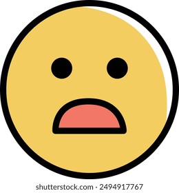 Shocked expression, yellow emoji. Vector illustration isolated on a transparent background.