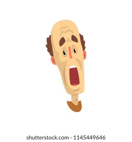 Shocked face of bald man, emotional facial expression vector Illustration on a white background